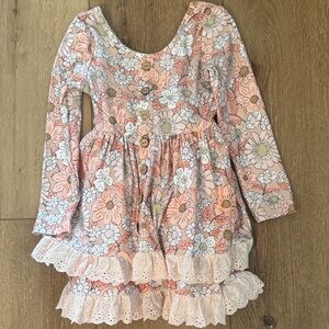 Cheeky Plum Pink Floral Dress with Lace Ruffles